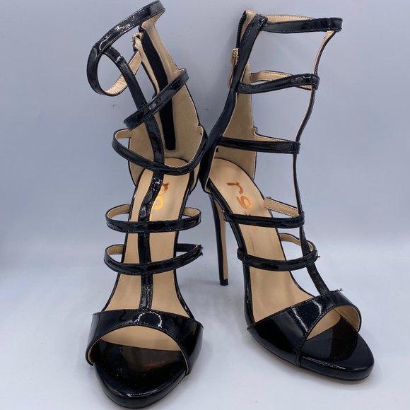 FSJ Shoes - FSJ Black Gladiator Heels Stiletto Heels Peep Toe